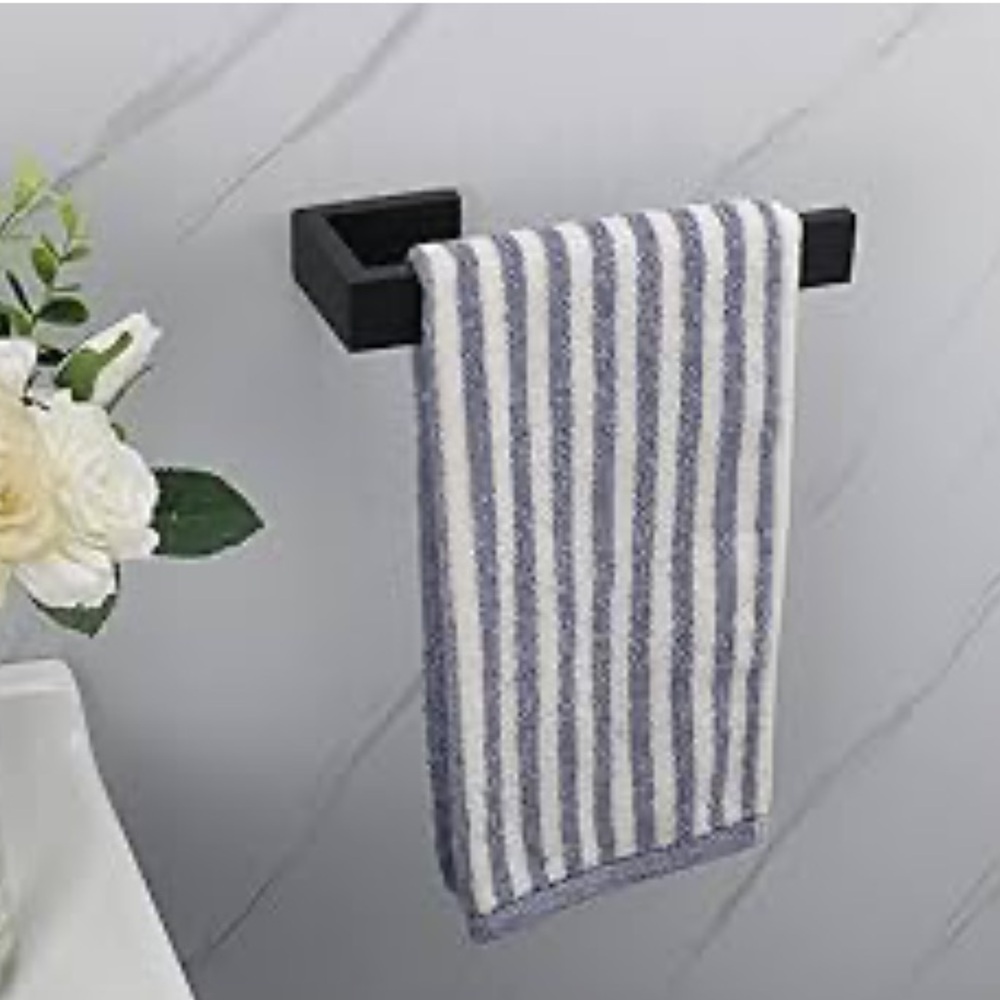 Matte Black Wall-Mounted Hand-Towel Holder -Set of 2